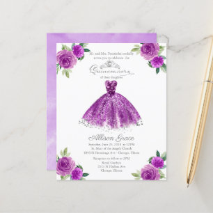 Budget Quinceañera-Einladung Lila Kleid