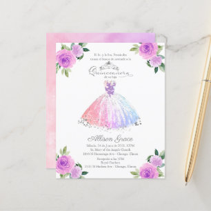 Budget Quinceanera Einladung Pastellfarben Gown