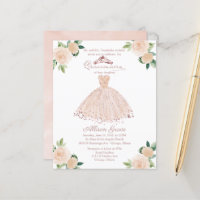 Budget Quinceanera Einladung Rose Gold Blush Gown