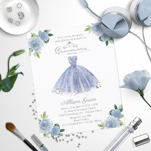 Budget Quinceanera Einladung Spanisch Blue Gown