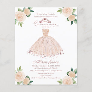 Budget Quinceanera-Einladung Spanisch Blush Kleid