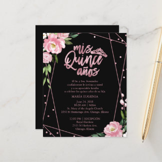 Budget Quinceanera Einladung Spanisch Pink Black