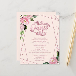 Budget Quinceañera-Einladung Spanisch Rosa Erröten