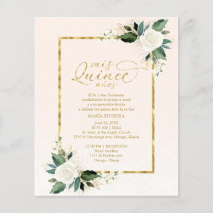 Budget Quinceanera-Einladung Spanisch Rosa Gold