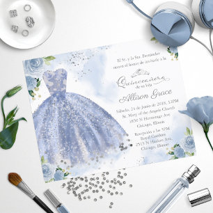 Budget-Quinceanera-Einladung Spanisches blaues Kle