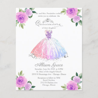 Budget Quinceanera Einladung zweisprachig farbig