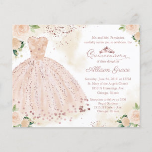 Budget-Quinceanera-Einladung Zweisprachig Rosa Kle