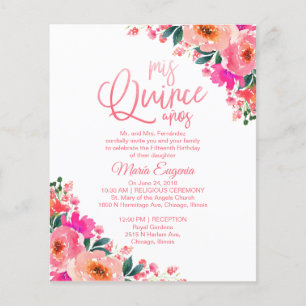 Budget Quinceañera-Einladungen Hot Pink Floral