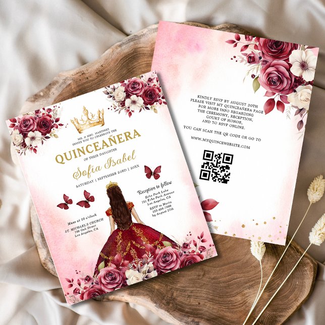 Budget Quinceanera Floral Burgund Prinzessin (Von Creator hochgeladen)