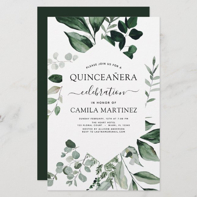 Budget Quinceanera Frühjahr botanische Grünpflanze (Vorne/Hinten)
