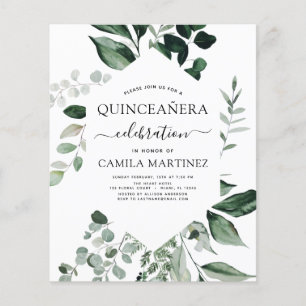 Budget Quinceanera Frühjahr botanische Grünpflanze Flyer