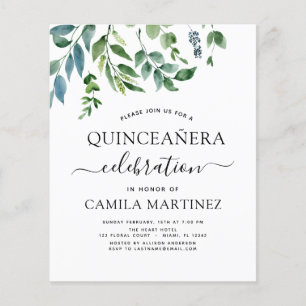 Budget Quinceanera Frühjahr botanische Grünpflanze Flyer