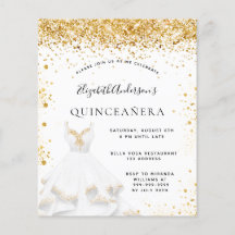 Budget Quinceanera Gold Einladung