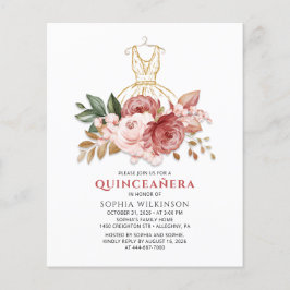 Budget Quinceanera Imitate Gold Dress Floral