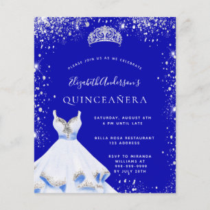 Budget Quinceanera königsblaue Kleidereinladung