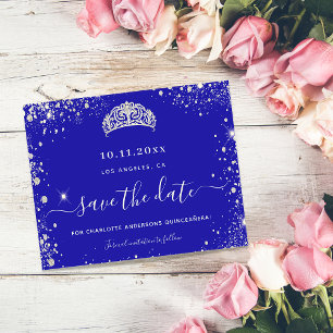 Budget Quinceanera Königsblauer Silber rett Datum