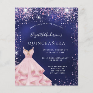 Budget Quinceanera Marine blau rosa Kleid Einladun