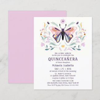 Budget Quinceañera Pink Lila Butterfly Floral