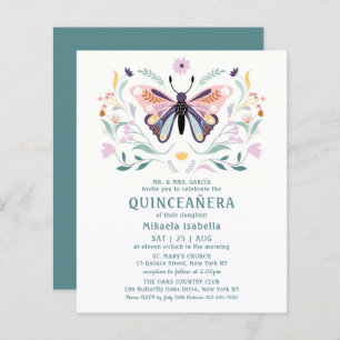 Budget Quinceañera Pink Lila Butterfly Floral