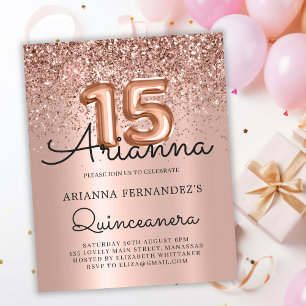 Budget Quinceañera Rose Gold 15. Geburtstag Einlad