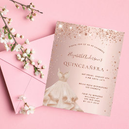 Budget Quinceanera Rose Gold Glitzer Einladung