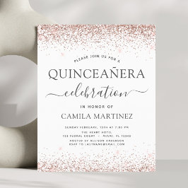 Budget Quinceanera Rose Gold Glitzer Einladung