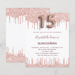 Budget Quinceanera Rose Gold Glitzer Tropfen rosa