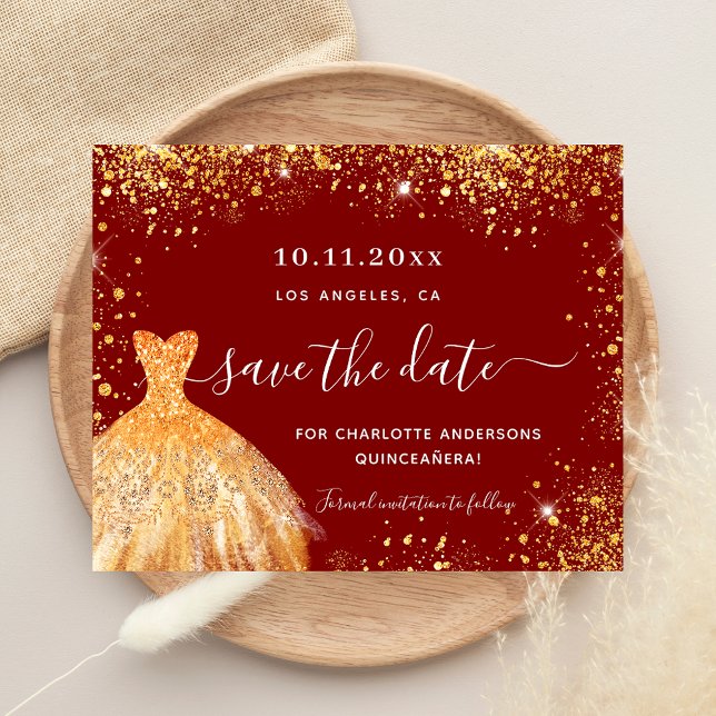 Budget Quinceanera Rotgoldkleid Save the Date (Von Creator hochgeladen)