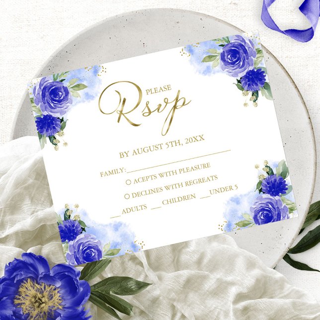 Budget Quinceanera Royal Blue Response Card (Von Creator hochgeladen)