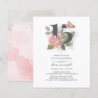 Budget Quinceanera Rustikale Seite Grün rosa Blüte