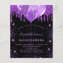 Budget Quinceanera schwarze lila Glitzer Ballons