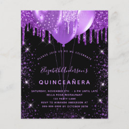 Budget Quinceanera schwarze lila Glitzer Ballons