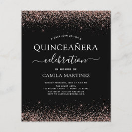 Budget Quinceanera Schwarze Rose Gold Rosa Rosa