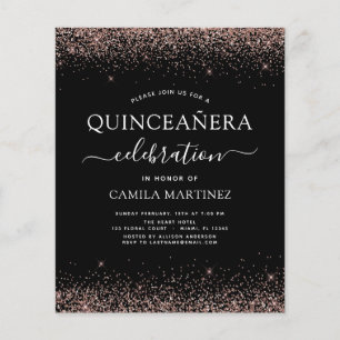 Budget Quinceanera Schwarze Rose Gold Rosa Rosa Flyer