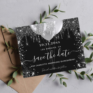 Budget Quinceanera schwarzes Silber Save the Date
