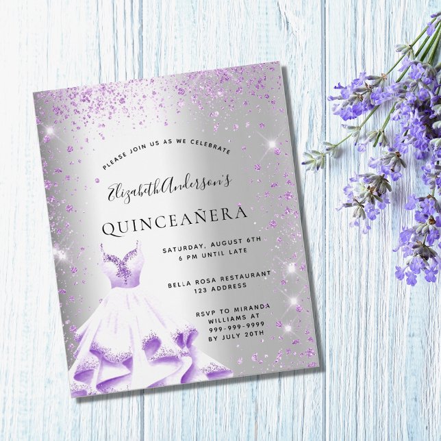 Budget Quinceanera Silber lila Kleidung Glitzer (Von Creator hochgeladen)