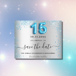 Budget Quinceanera silberblau Save the Date