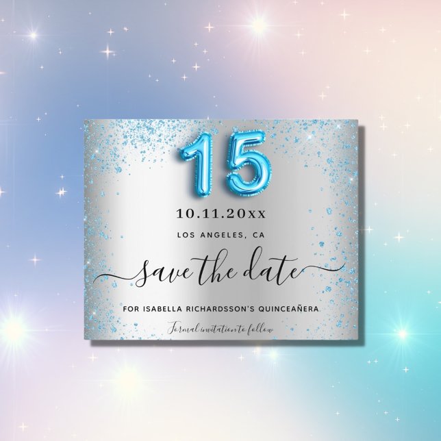 Budget Quinceanera silberblau Save the Date (Von Creator hochgeladen)