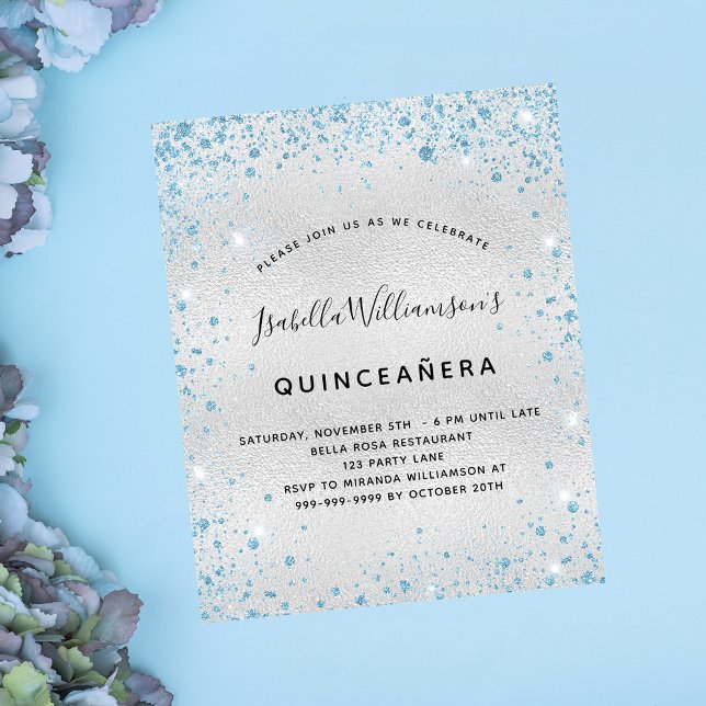 Budget Quinceanera Silberblauer Glitzer Staub (Von Creator hochgeladen)