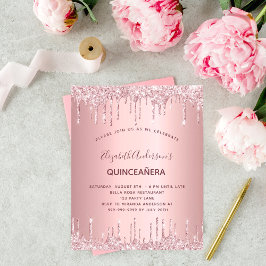 BUDGET Quinceanera staubige Rose Glitzer Tropfen p