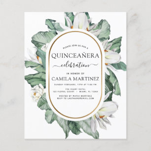 Budget Quinceañera Tropical Magnolia Einladung