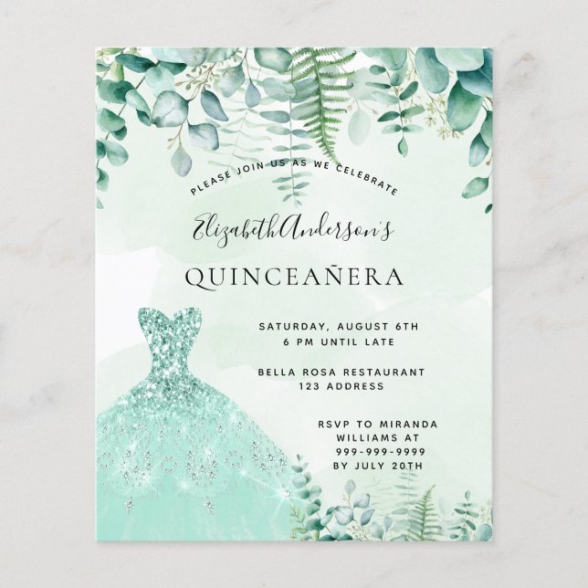 Budget Quinceanera verzauberte Waldkleid (Vorderseite)
