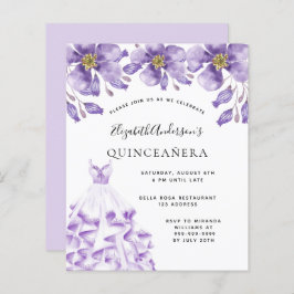 Budget Quinceanera violettes weißes Kleid Blumenmu