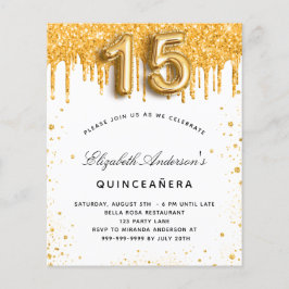 Budget Quinceanera Weißgold Party Einladung