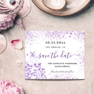 Budget Quinceanera Weißviolett Save the Date