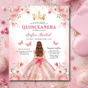 Budget Quinceñera Blush Pink Floral Butterfly