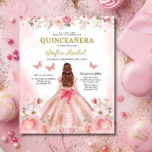 Budget Quinceñera Blush Pink Rose Blues Flyer
