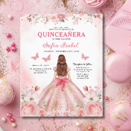 Budget Quinceñera Blush Pink Rose Blues Flyer