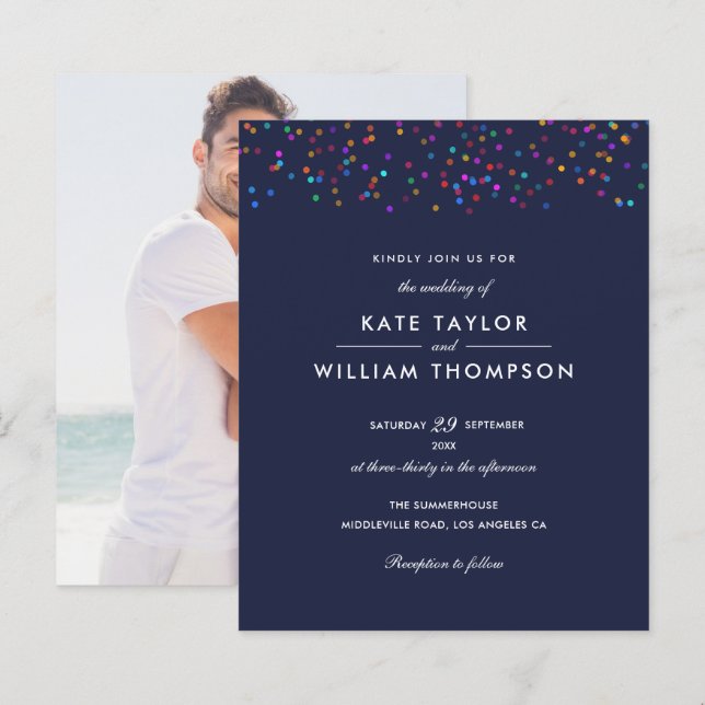 Budget Rainbow Confetti Navy Blue Wedite (Vorne/Hinten)