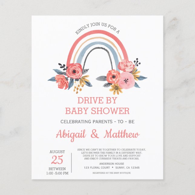 BUDGET Rainbow Drive by Baby Shower Einladung (Vorderseite)